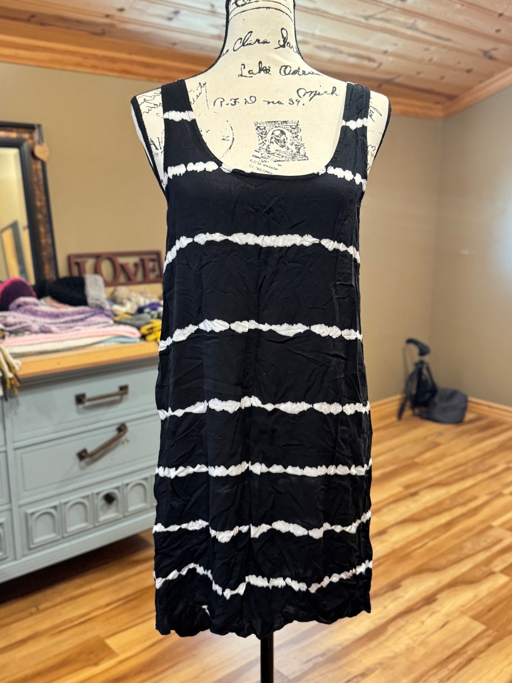 Black & White Tie-Dye Tank Dress
